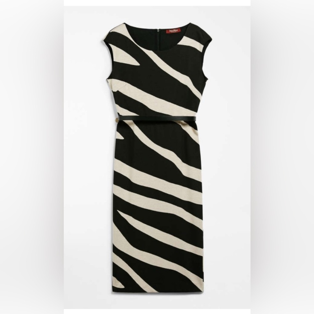 MaxMara Black and White Sleeveless Sheath Dress